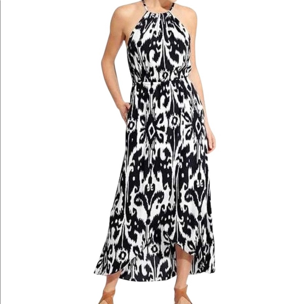 Athleta Ikat Blossom Maxi Dress Black Large